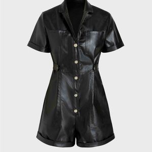 Black leather style romper